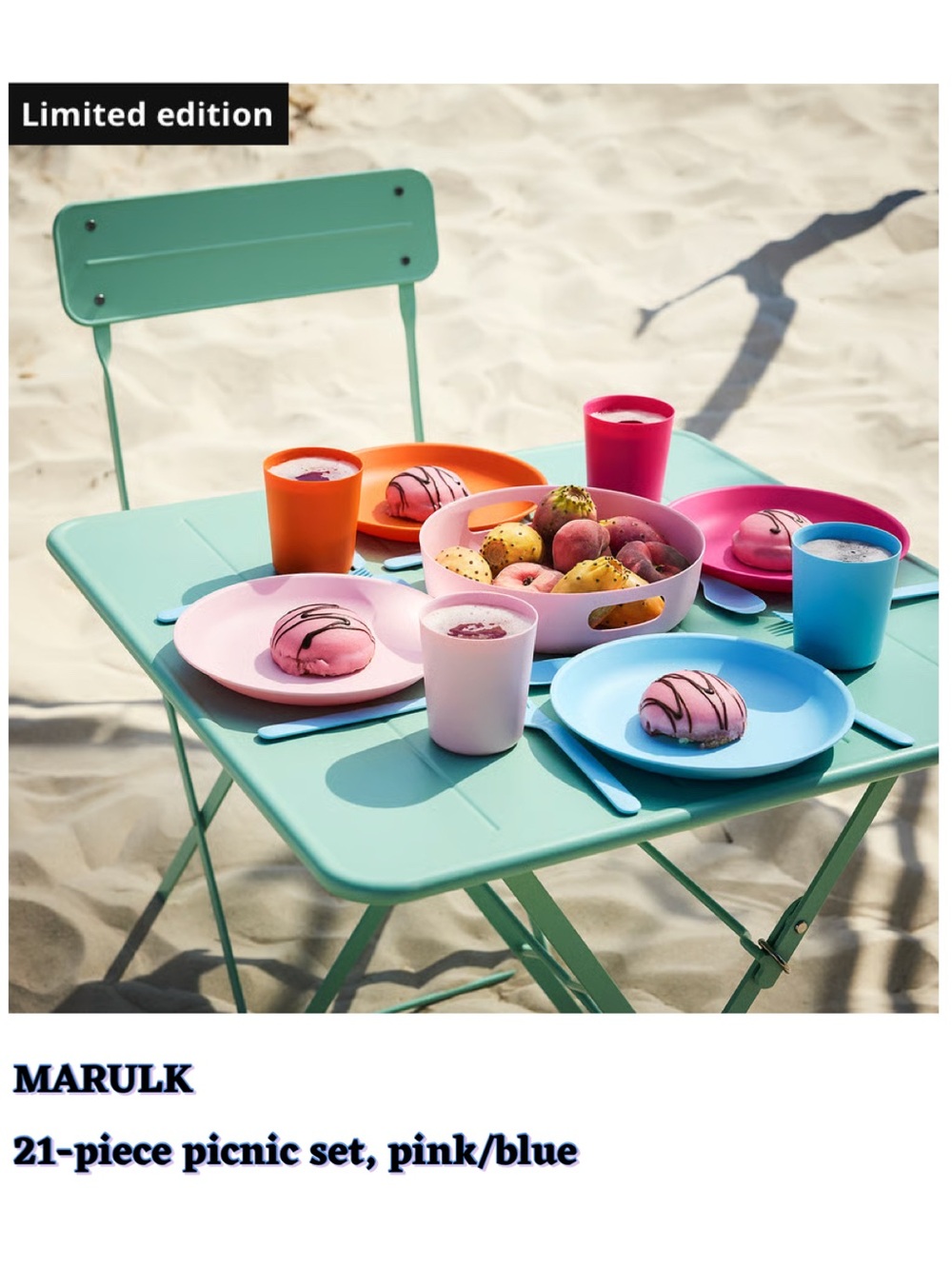 21-Piece Picnic Set in Pink and Blue